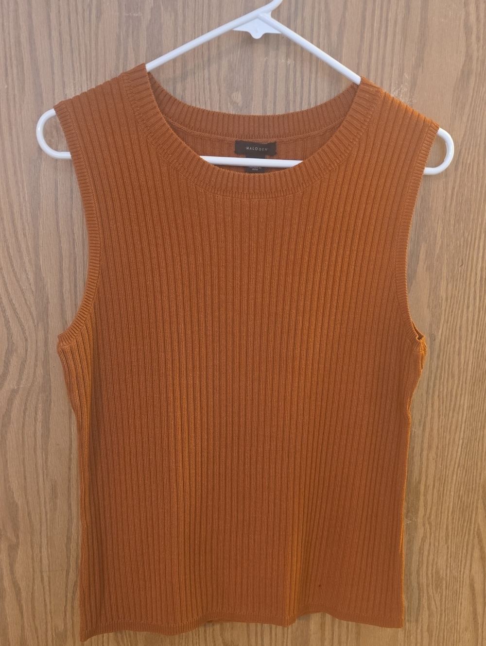 Halogen Sleeveless Ribbed Tank in Burnt Orange
